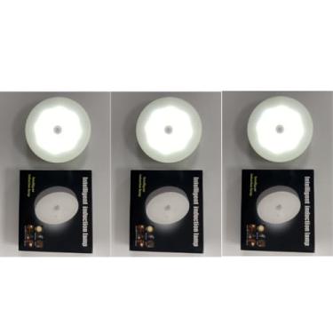 Imagem de Luminárias Luz Noturna LED Sem Fio Com Magnético Sensor Presença Usb Recarregável Quente e Fria Lâmpada Branco (KIT3-luz fria)