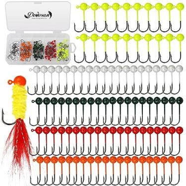 Imagem de Dovesun Kit de 100 peças de gabaritos para amarrar moscas, cabeças de gabarito para pesca com mosca de 1/6,7 onças com cabeça de gabarito, anzóis de pesca com mosca, kit faça você mesmo, adequado para