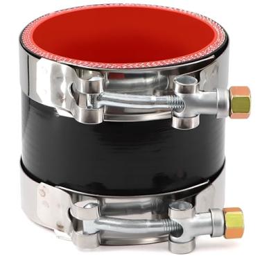 Imagem de ID 76 mm (76 mm) Acoplador de desempenho de mangueira de silicone reto reforçado com 4 camadas de alta temperatura com 2 braçadeiras de parafuso T Conexão de tubo turbo de alto nível adequado