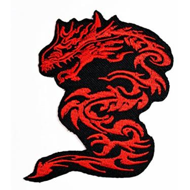 Imagem de HHO CARTOON PATCH Logotipo de artes marciais de Kung Fu de dragão chinês vermelho bordado faça você mesmo, aplique fofo costurar ferro em artesanato infantil para bolsas, jaquetas, jeans, roupas