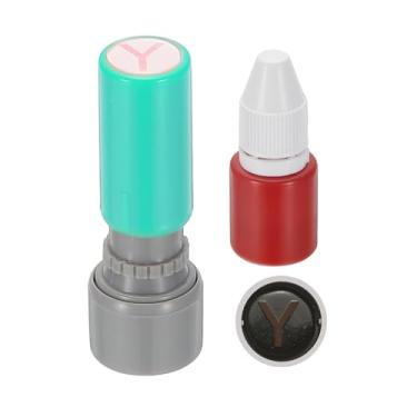 Imagem de PATIKIL Carimbos de letras, autotinta, alfabeto e professor, tinta vermelha para cadernos de aula, scrapbook, artesanato, verde