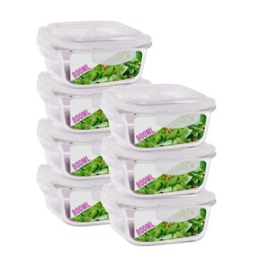 Imagem de Kit 7 Pote Vidro Hermético Marmita Mantimento Tampa 800ml - QUALITY HO