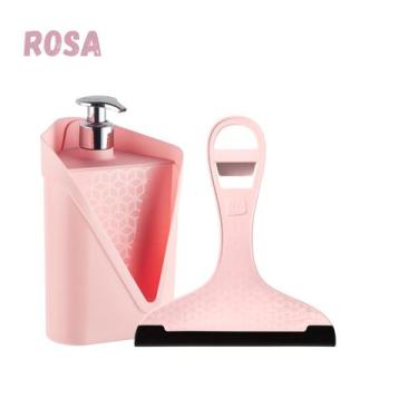 Imagem de Kit Dispenser de Detergente e Rodinho Rodo de Pia Cozinha Click Não Va