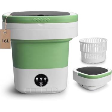Imagem de Máquina de lavar portátil, mini lavadora atualizada de 16,6 L com máquina de lavar roupa com cesta giratória, 3 modos de limpeza adequados para roupas pequenas, design dobrável ideal para apartamento
