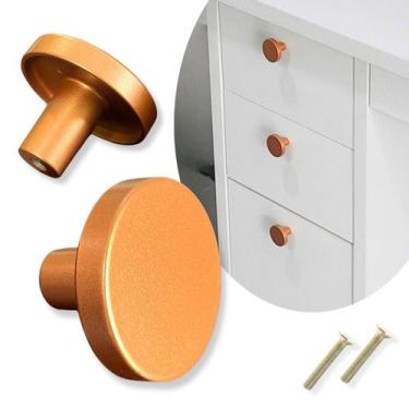Imagem de 10 Puxador Redondo Dourado Fosco para Gavetas Armários - Compras Fácei