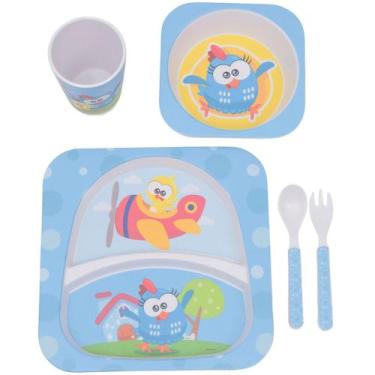 Imagem de Kit Alimentação Infantil Quadrado 4 Peças Galinha Pintadinha Copo Prat