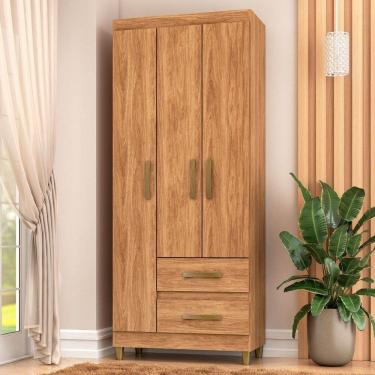 Imagem de Guarda-Roupa Solteiro Sole 3 Portas 2 Gavetas Marrom - Pnr Móveis