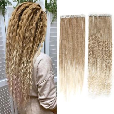 Imagem de Sangtok 10 Extensões De Dreadlock Mistas Com Clipe, Dreads Sintéticos 24" Finos E Lisos Para Mulheres Brancas, Castanho A Loiro