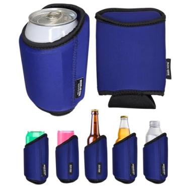 Imagem de TahoeBay Universal Blank Can Coolers (Pacote Com 8) Mangas Isoladas De Neoprene 4 Em 1 Para Latas E Garrafas Cerveja 12 Oz, Finas, Bebidas 16 Água, Blanks Sublimação, Vinil, Dtf (Azul Marinho)