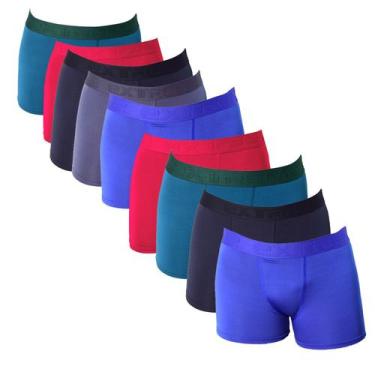 Imagem de Kit 10 Cueca Boxer Masculina adulto microfibra macia confortável Cueca