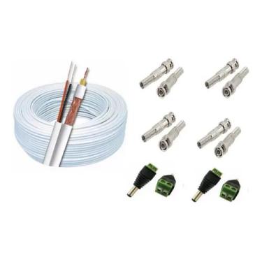 Imagem de 100m Cabo Coaxial Para Cftv + Conectores P/ 4 Câmeras - condutti