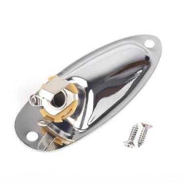 Imagem de Banworks Conector De Saída Metal 6,35 Mm (1/4") Com Placa Carregamento Estilo Barco Para Guitarra Elétrica Stratocaster Strat St, Peças E Acessórios Jt/Ck-03 Cromado