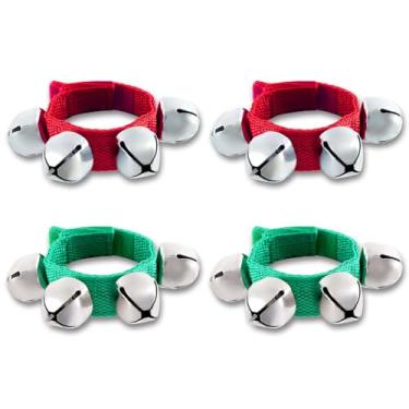 Imagem de EASTROCK Sinos De Pulso Jingle Natal Musical Ritmo Vibrante Orquestra Percussão Chocalhos (Vermelho + Verde)