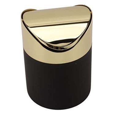 Imagem de plplaaoo Caixote de lixo pequeno, lixeira de mesa, mini lixeira de escritório, lixeira de mesa de escritório, lixeira de mesa de aço inoxidável para uso doméstico, cesta de papel em concha com tampa