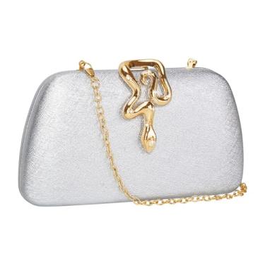 Imagem de Bolsa clutch com glitter para mulheres – Bolsa de noite elegante e deslumbrante, bolsa brilhante para casamentos mágicos e momentos especiais, Prata, Small