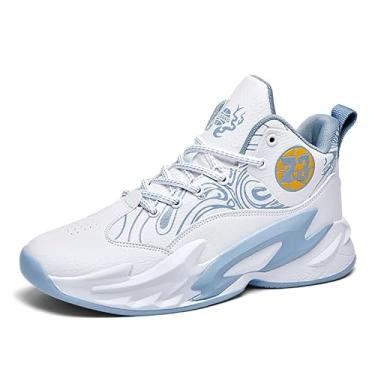 Imagem de Tênis de basquete masculino de cano alto, calçados esportivos antiderrapantes, solado de borracha, cabedal de malha respirável, botas de basquete Equipamento de basquetebol(Grey1,46 BR)