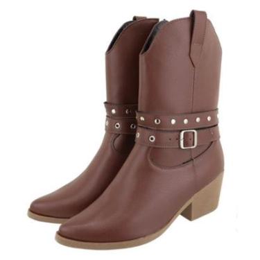Imagem de Bota Texana Feminina Western Cano Alto Zíper Lateral Bota Country-Feminino