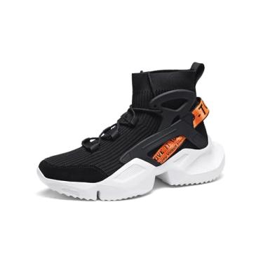 Imagem de Niepce Inc Streetwear Tênis masculino grosso de malha de cano alto, Preto-803, 44