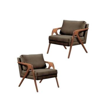 Imagem de Kit 02 Poltronas Decorativas Madeira Maciça Super Luxo Mona - Zahav Es
