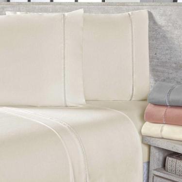 Imagem de Jogo De Lençol Casal Padrão 400 Fios Micropercal Toque De Algodão 4 Pe