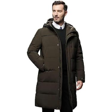 Imagem de Puffer Longo Com Capuz Para Homens Inverno Leve, Brown, 4XL