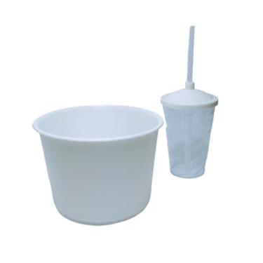 Imagem de Kit 30 Cinema Cristal Balde Pipoca 1,5L + Copo Twister 400ML - festas - aniversário - Lembrancinhas (BRANCO/CRISTAL)