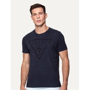Imagem de Camiseta Guess Masculina Full Black Logo Print Azul Marinho, L/G