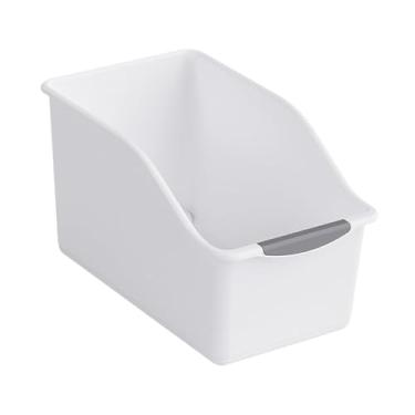 Imagem de Fenteer Organizador de armário de cozinha, caixa de armazenamento, caixa de armazenamento com rodas para economia de espaço, armário de cozinha, escritório, Low White S