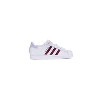 Imagem de adidas Originals Tênis feminino Superstar, branco nuvem, carmesim vitória/roxo, 35, Branco nuvem, carmesim vitória/roxo, 35