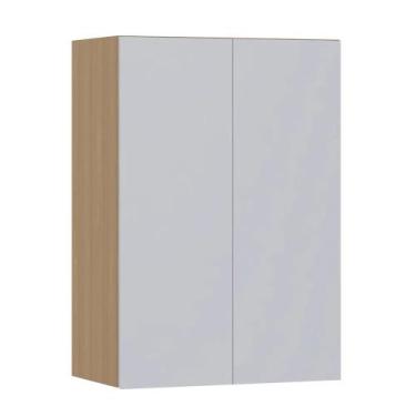 Imagem de Armário de Parede Modulado 60cm 2 Portas Slim Luciane, Freijó/Cinza Cr