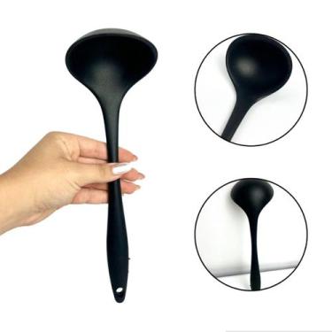 Imagem de Colher Concha De Silicone 28cm Cor Vermelho Resistente Moderno Pratico