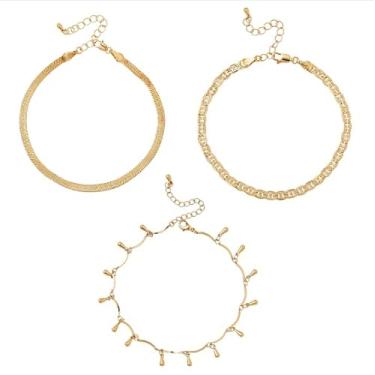 Imagem de Red by Kiss Tornozeleira glamourosa banhada a ouro 14K, abotoadura hipoalergênica, alça ajustável, sem chumbo e níquel para peles sensíveis, 9"+2", Folheado a ouro 14K