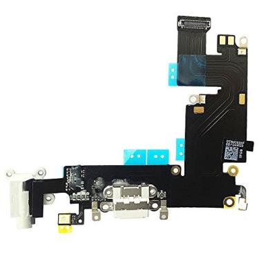 Imagem de Johncase OEM Cabo de carregamento para conector de base com microfone + entrada de áudio para fone de ouvido, fita de reposição, peça compatível com todas as operadoras do iPhone 6 Plus, Branco