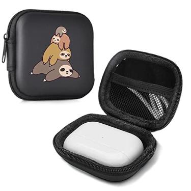 Imagem de MAYCARI Capa de fone de ouvido para fone de ouvido rígida, bolsa de viagem com quatro preguiças para fones de ouvido, mini bolsa, bolsa de armazenamento em EVA