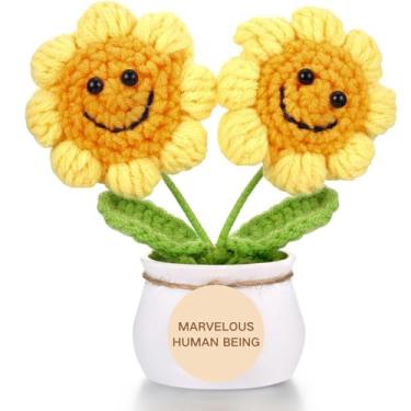 Imagem de Boneca de girassol de crochê positiva feita à mão - Ser humano maravilhoso - Presentes de agradecimento para professores, funcionários, colegas de trabalho, voluntários, presente inspirador para
