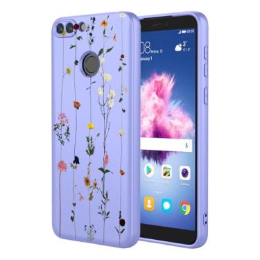 Imagem de KOARWVC Capa de telefone para Huawei P Smart Case, Honor 9 Lite capa fofa estampa de flores design fino protetor macio TPU bumper capa de telefone para Huawei P Smart 2017 roxo jardim
