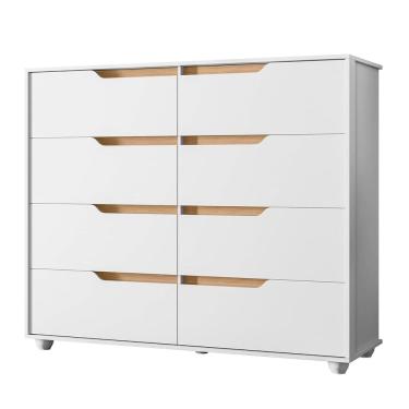Imagem de Cômoda Para Quarto 8 Gavetas 136cm Doble Flex Branco/Freijó - Albatroz