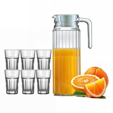 Imagem de Conjunto Jarra Suíça 1l Água e Suco + 6 Copos Bristol de Vidro 350ml - Cor: Transparente