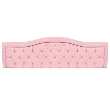 Imagem de Painel de Cama King 195cm Realeza Estofado Capitonê Suede Rosa Bebê - 