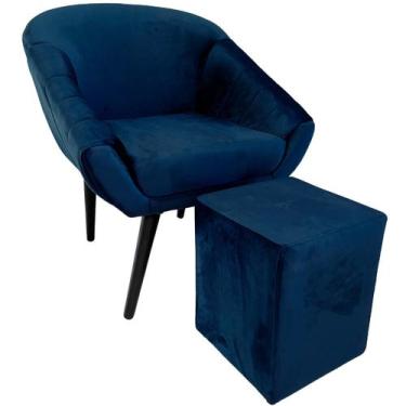 Imagem de Kit Poltrona Giovana Puff Quadrado e Almofadas em Sued Premium - Sua C