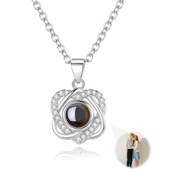Imagem de Colar com foto personalizada com imagem dentro, colar de pingente de coração personalizado, colar de projeção de imagem para mãe, esposa, casais, dia dos namorados, dia das mães, presente memorial de