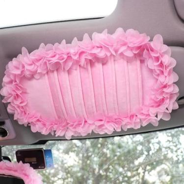 Imagem de Lindo estojo de armazenamento de CD fofo, clipe organizador de viseira de sol de renda de pelúcia, bolsa de bolso multifuncional para cartão, universal para carro (8)