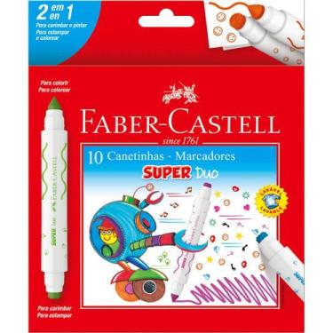 Imagem de Canetinha Marcadores Super Duo Duas Pontas 10 Cores Faber-Castell - Fa