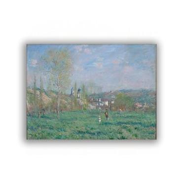 Imagem de LXURY Can Be Hung Famous Painting-With Black Framed-The Spring at Vetheuil - Impressões em tela - Reproduções em tela - Imagem de arte de parede para decoração de casa 80 x 104 cm moldura preta