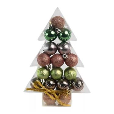 Imagem de Kit 34 Mini Bolas Enfeite Arvore de Natal 3cm Decoracao Natalina Premium (Rosé Gold)