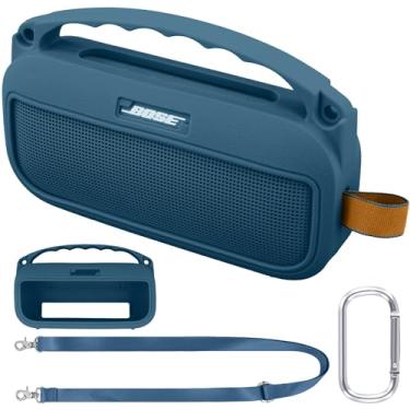 Imagem de co2CREA Capa de silicone macio de substituição para alto-falante portátil Bose SoundLink Flex 2ª geração Bluetooth (capa azul crepúsculo)