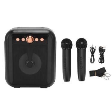 Imagem de Alto -falante Bluetooth da máquina de karaokê com microfone transparente de som 3000mAh Bateria portátil Multifuncional portátil para festa de entretenimento externo em casa (Microfone sem fio duplo)