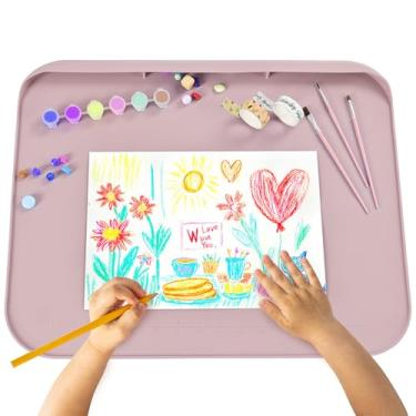 Imagem de Weeme Tapete de arte de silicone para artesanato, tapete de pintura de 50 cm x 40 cm para crianças com laterais elevadas, superfície antiderrapante para resina, argila, doh, criação de joias faça você