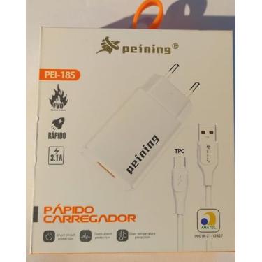 Imagem de Peining Carregador Rápido PEI-185, 3.1A, Compatível com Tablets/Celulares/MP3/Câmeras, Proteção contra Curto-Circuito, Branco