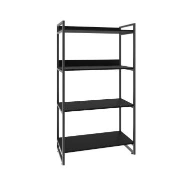 Imagem de Estante Kuadra 80x40x146cm Com 4 Prateleiras Preto Ônix Estrutura Preta